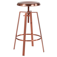 Flash Furniture CH-181070-26S-ROS-GG Toledo Industrial Style Barstool with Swivel Lift Adjustable Height Seat in Rose Gold Finish 
